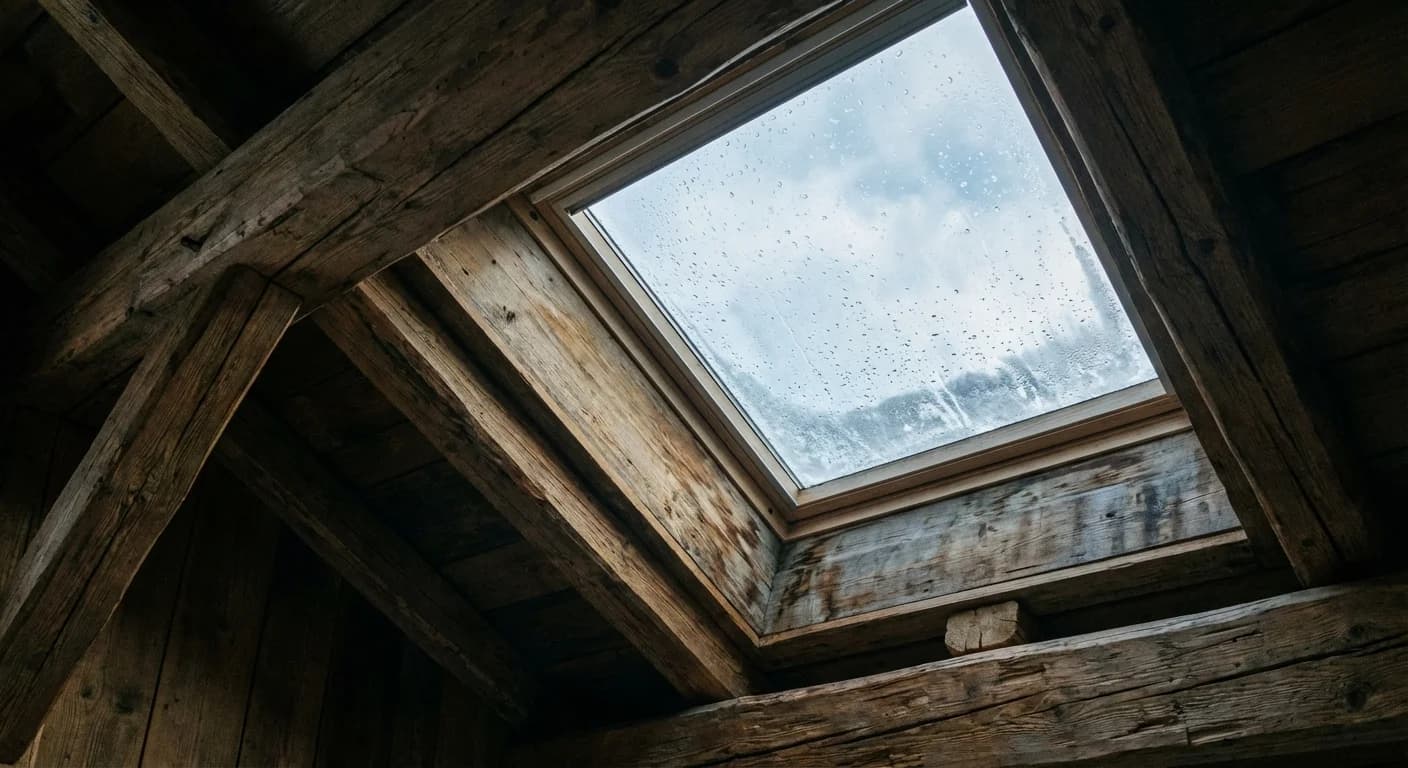 Condensation et fuite sur un Velux en hiver dans les Alpes